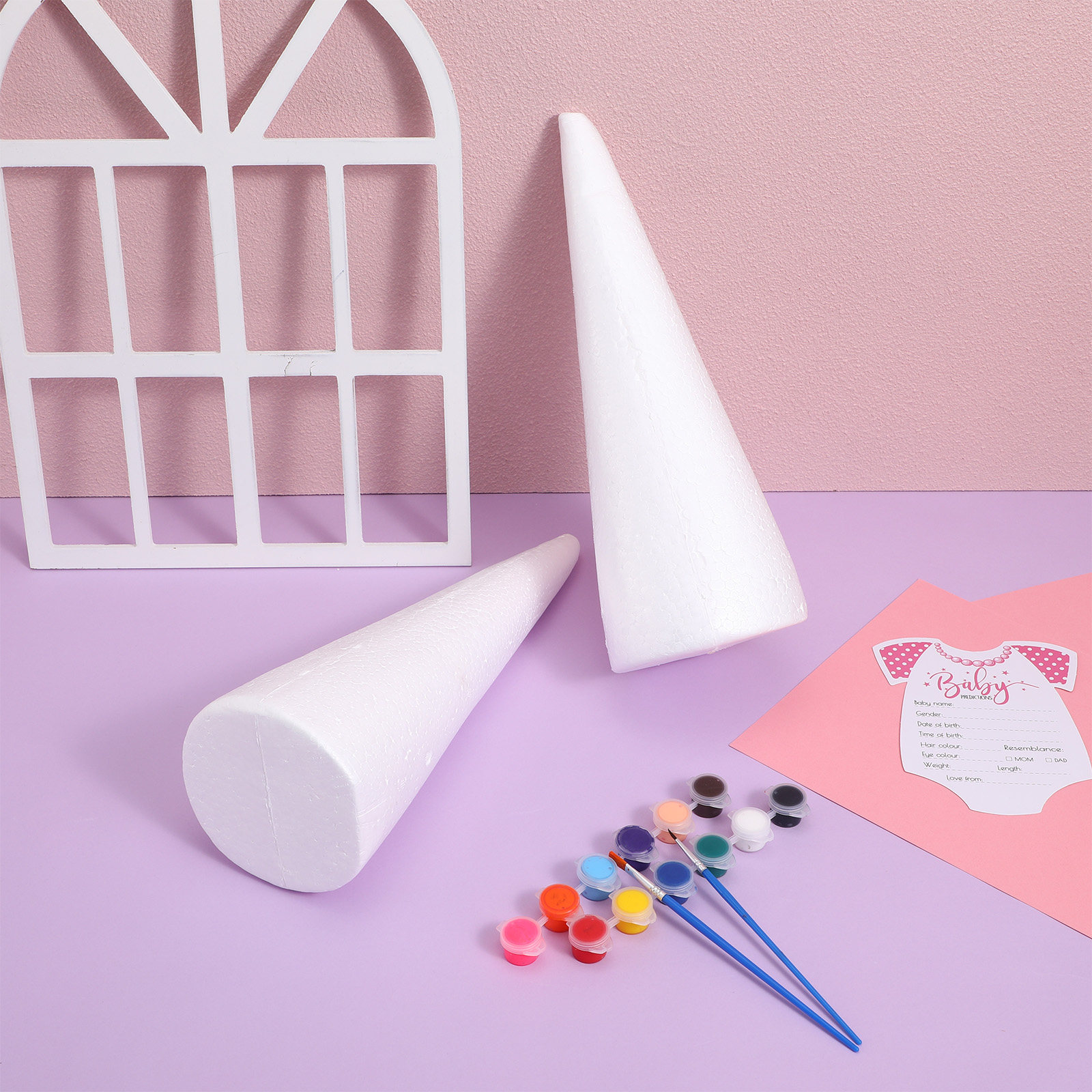 Art Craft Preschool - 2Pcs Foam Cone White Solid Craft
