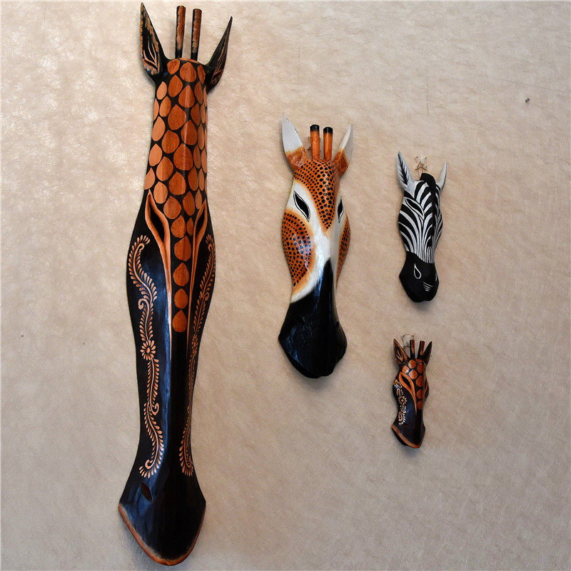 Art Craft Zebra - Figurine Sculpture Vintage Wood Carving Wall