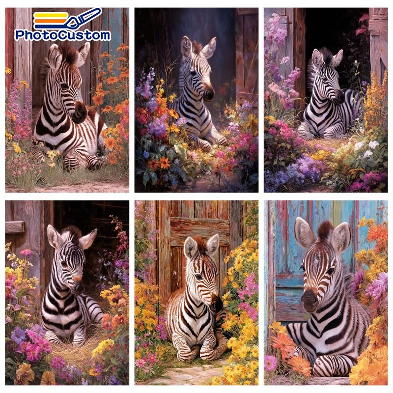 Art Craft Zebra - PhotoCustom Zebra Paint By Numbers Hand
