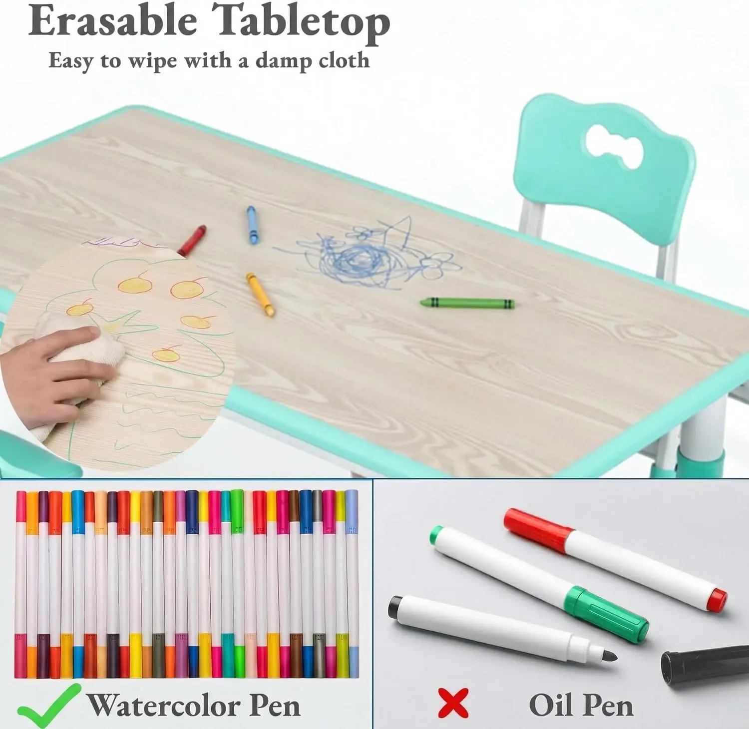 Kids Table and 6 Chairs Set, H - Art Craft Preschool ulasan dan harga