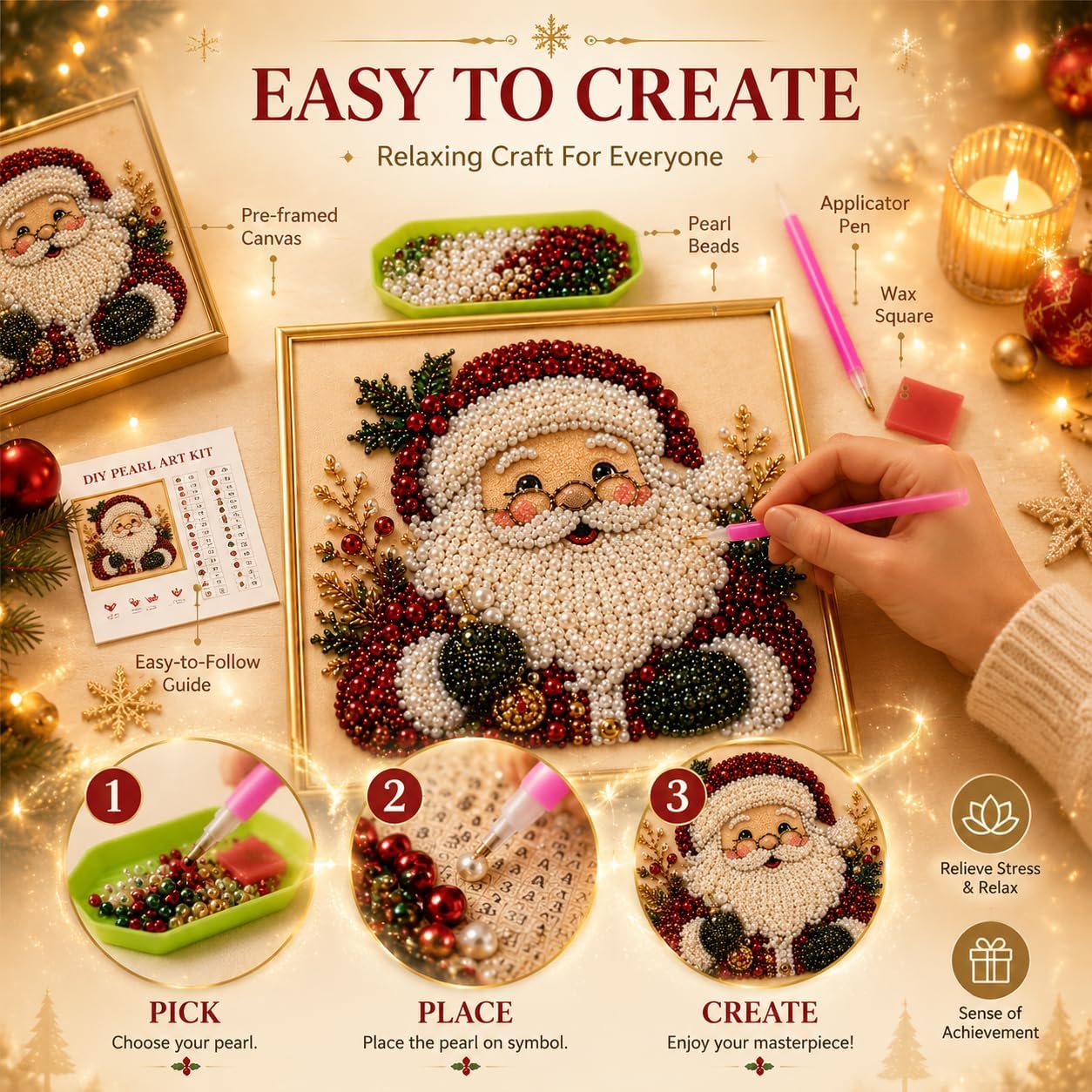 Christmas Pearl Diamond Painti - Art Craft Holiday ulasan dan harga