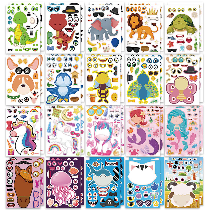 12/24 Sheets Make a Face Stick - Art Craft Zoo ulasan dan harga