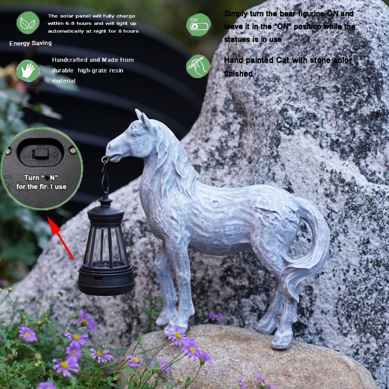 Resin Statue Solar Light Horse - Art Craft Horse ulasan dan harga