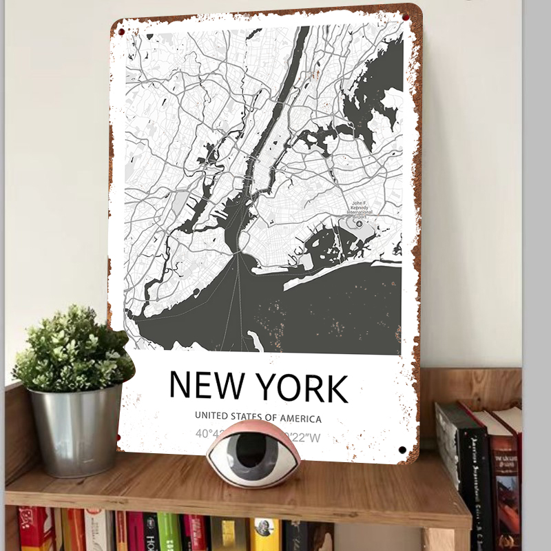 New York City Map Art Metal Wa - Art And Craft New York ulasan dan harga