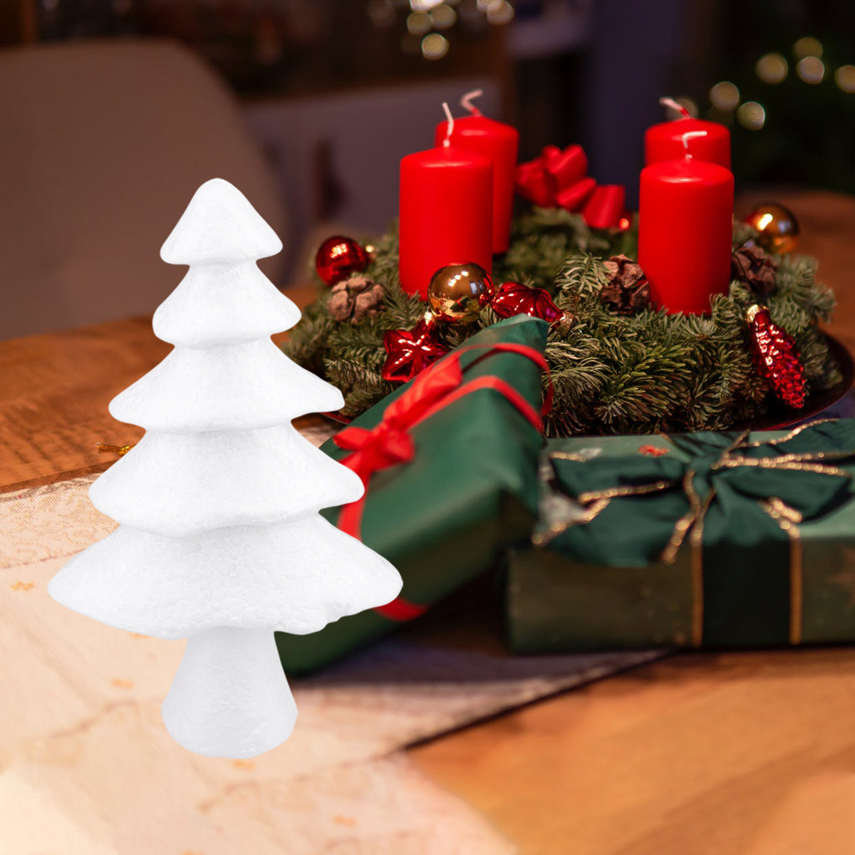 28Cm White Foam Christmas Tree - Art Craft Preschool ulasan dan harga