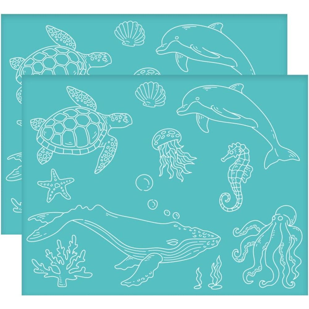 2Pcs 11x8.6 Inch Sea Animal Se - Silk Screen Printing ulasan dan harga