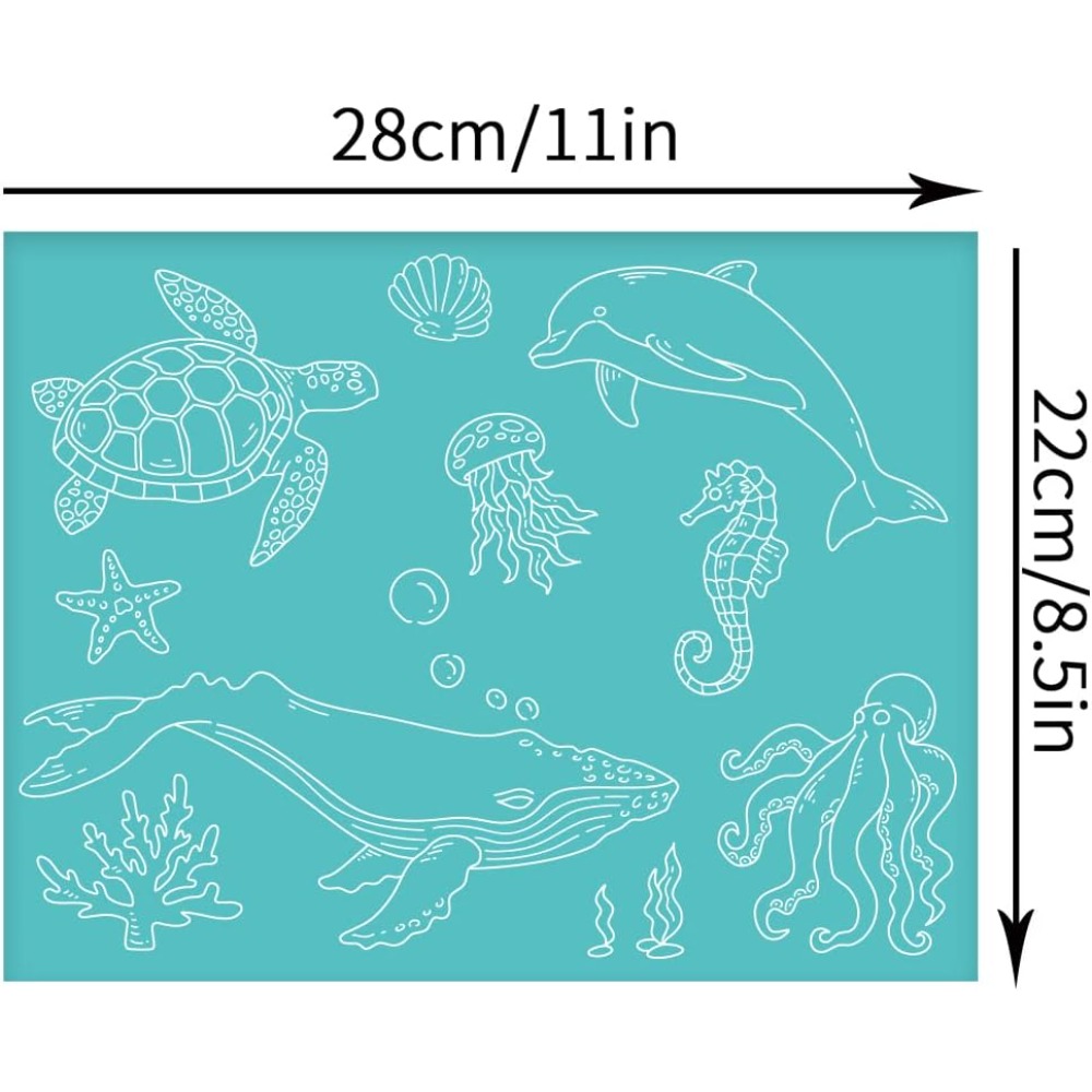 2Pcs 11x8.6 Inch Sea Animal Se - Silk Screen Printing ulasan dan harga