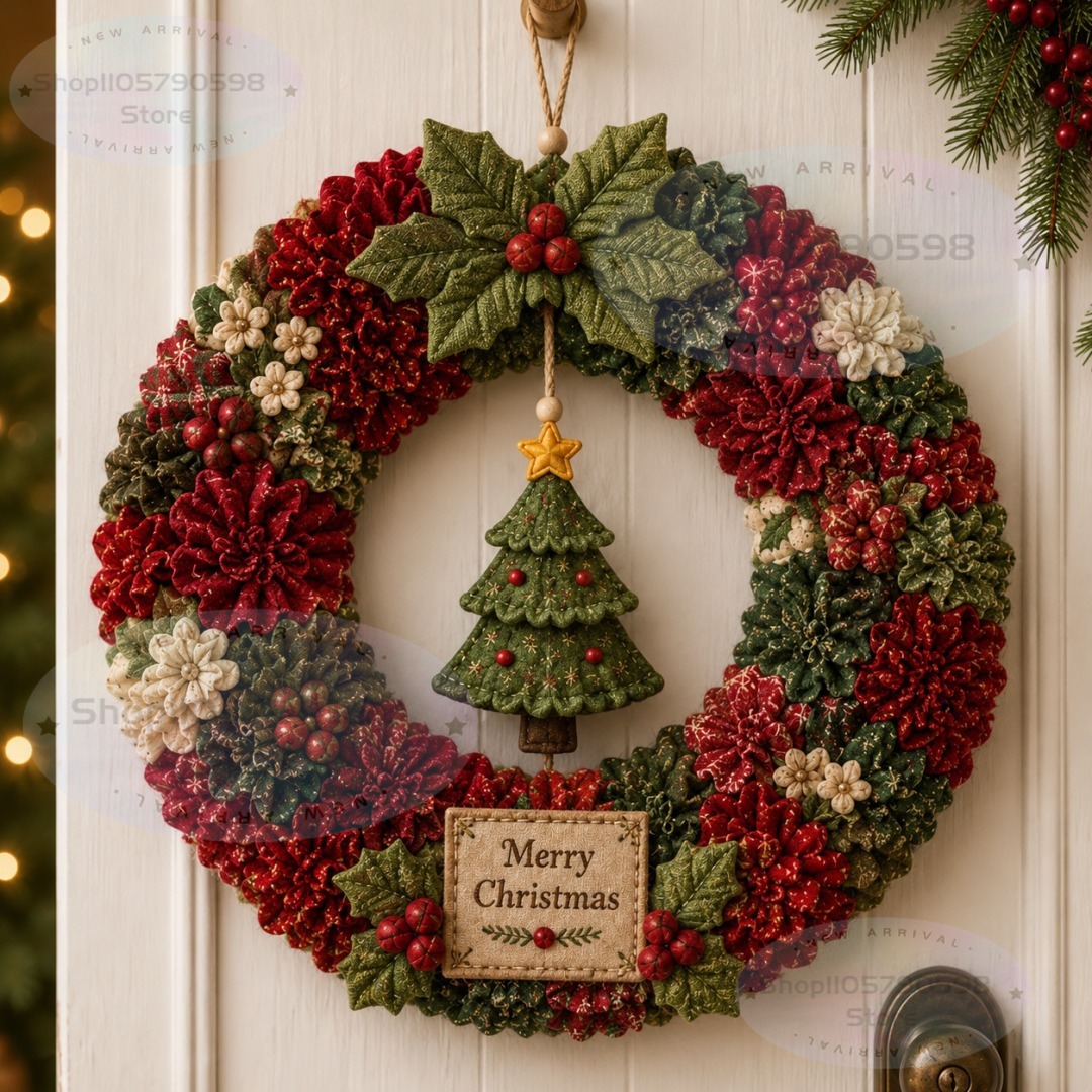 3D Fabric Poke Wreath DIY Kit, - Art Craft For Christmas ulasan dan harga